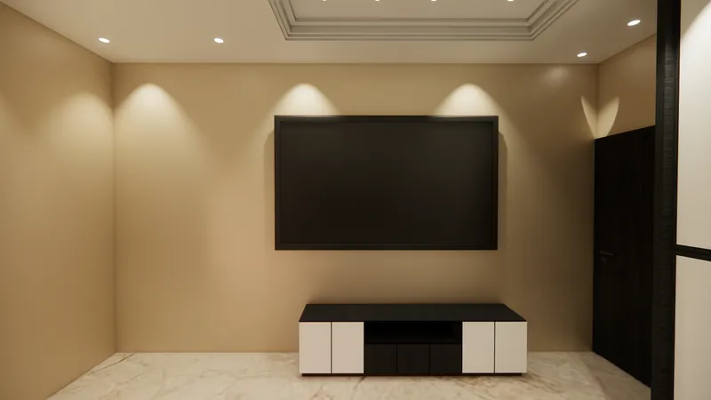 Bedroom with illuminated headboard panels by iCreations Interior